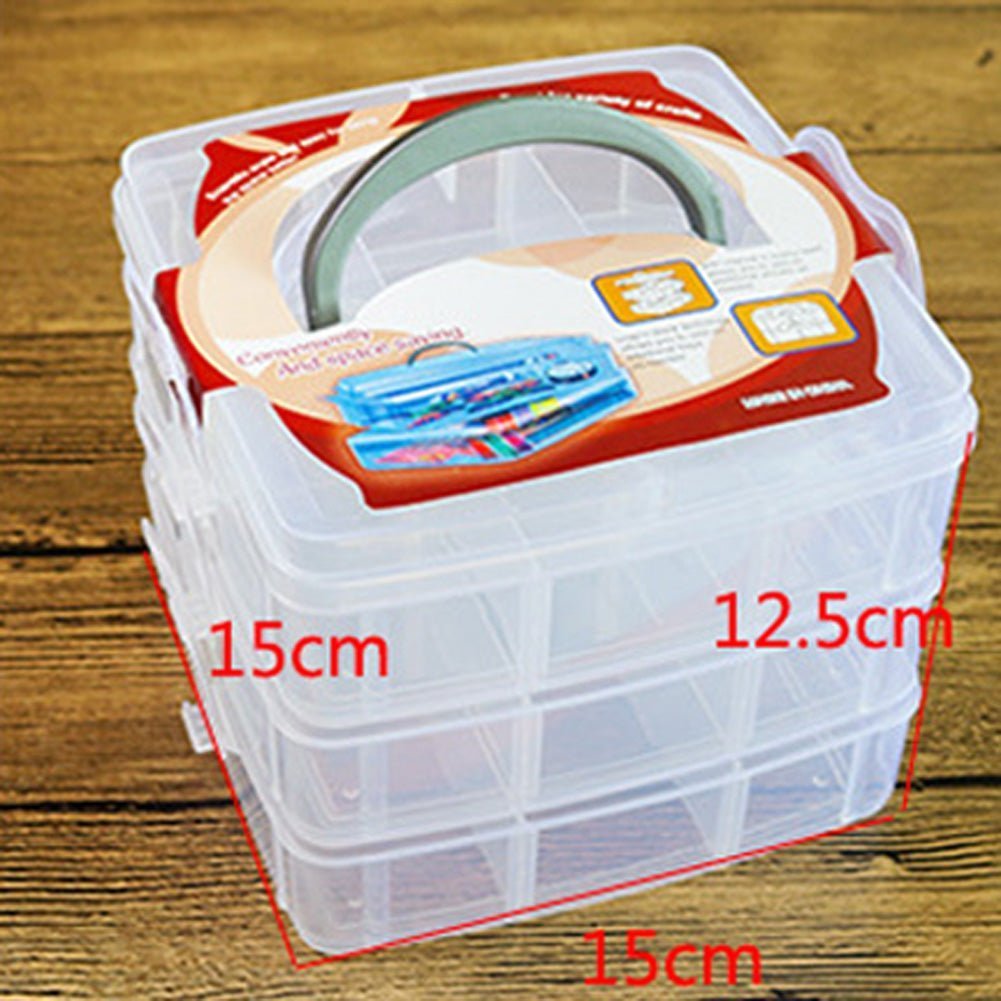 Caja organizadora de plástico con 36 compartimentos, caja de almacenamiento  de joyas con divisores ajustables (paquete de 3)